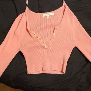 Button up long sleeve crop